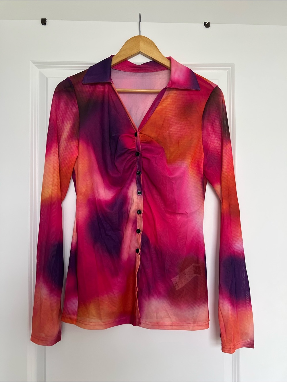 SHEIN Pink & Orange Ombre Button-Up Flare two piece outfit - Picture 3 of 5
